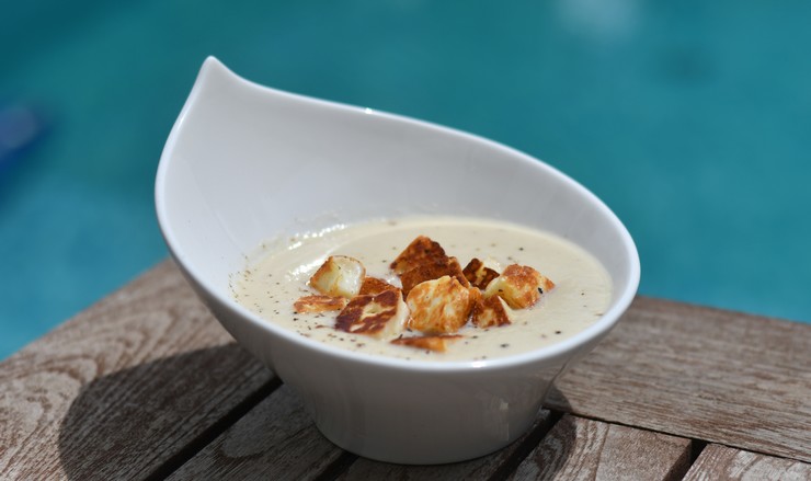 Celery Cream Soup with Grilled Cheese